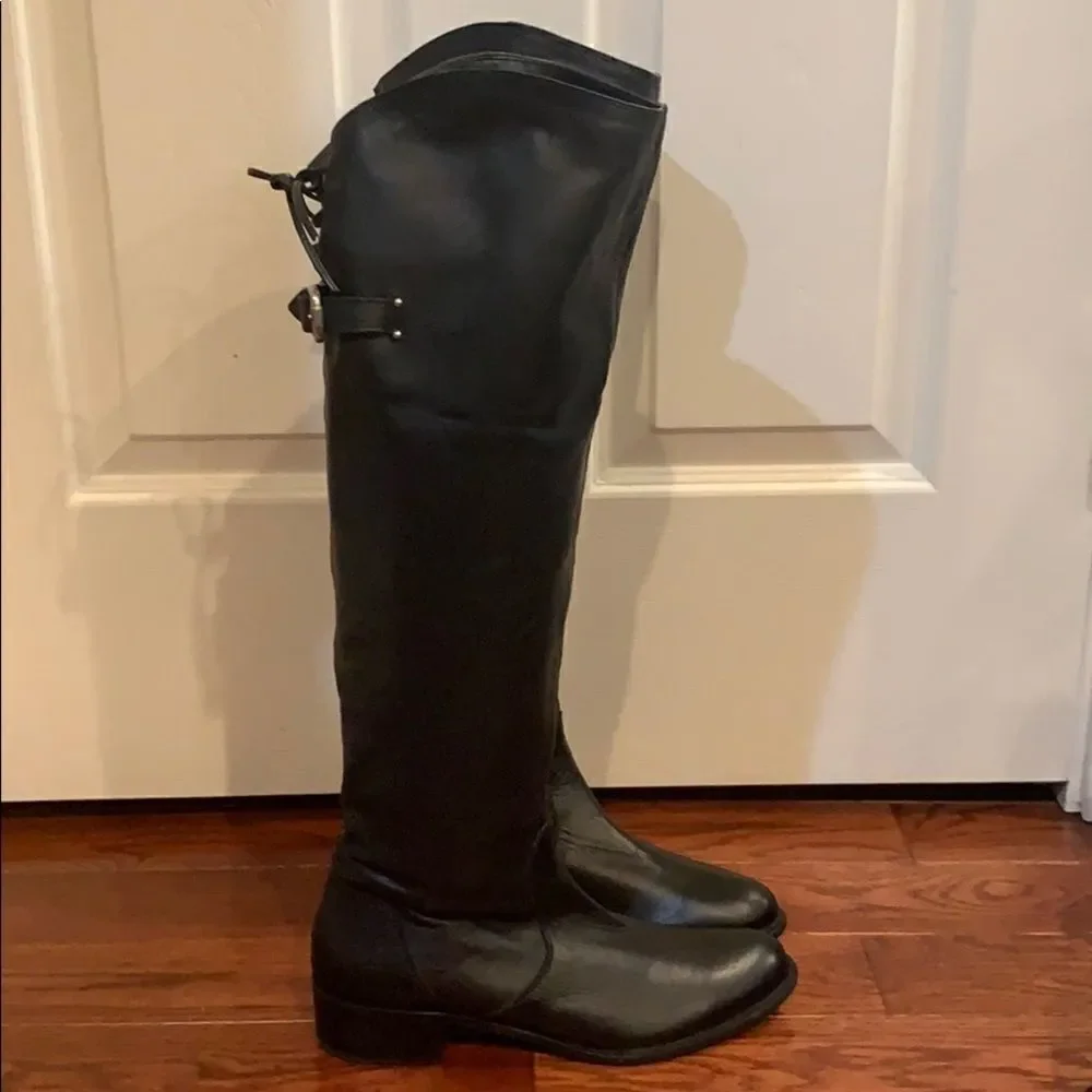 Eden Shoes black leather Over The Knee back buckle EU 37 Italy